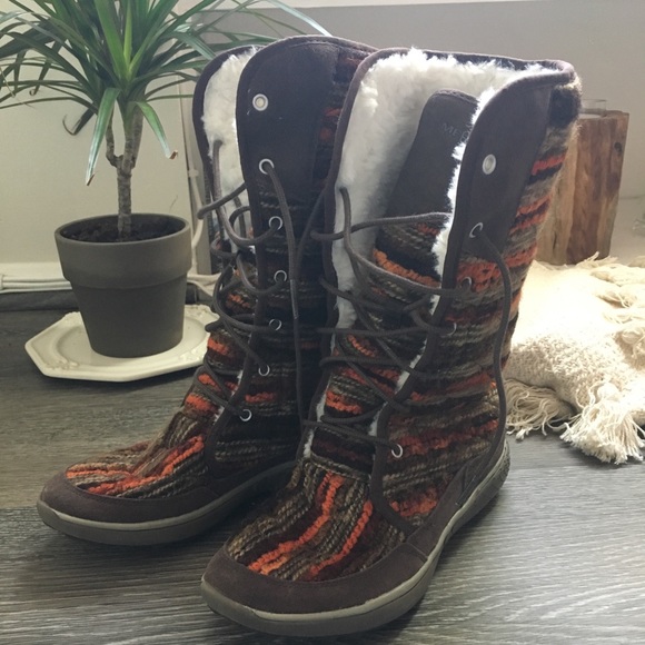 Merrell Shoes - MERRELL Pechora Sky knit tall boot shearling